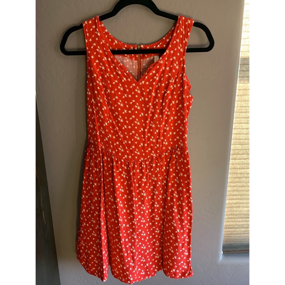 🌟 Xhilaration Red Star Patterned A-line Dress Size Medium